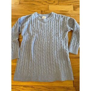 NWT Hippie Rose Women's blue crochet knit crew neck long sleeve sweater sz Small
